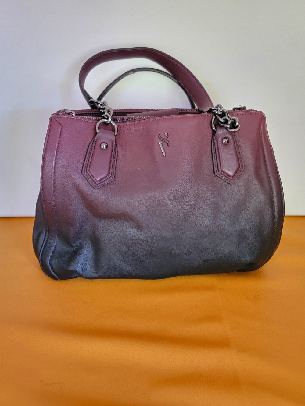 Women's Ombre Leather Satchel - Purple to Black Vera Wang